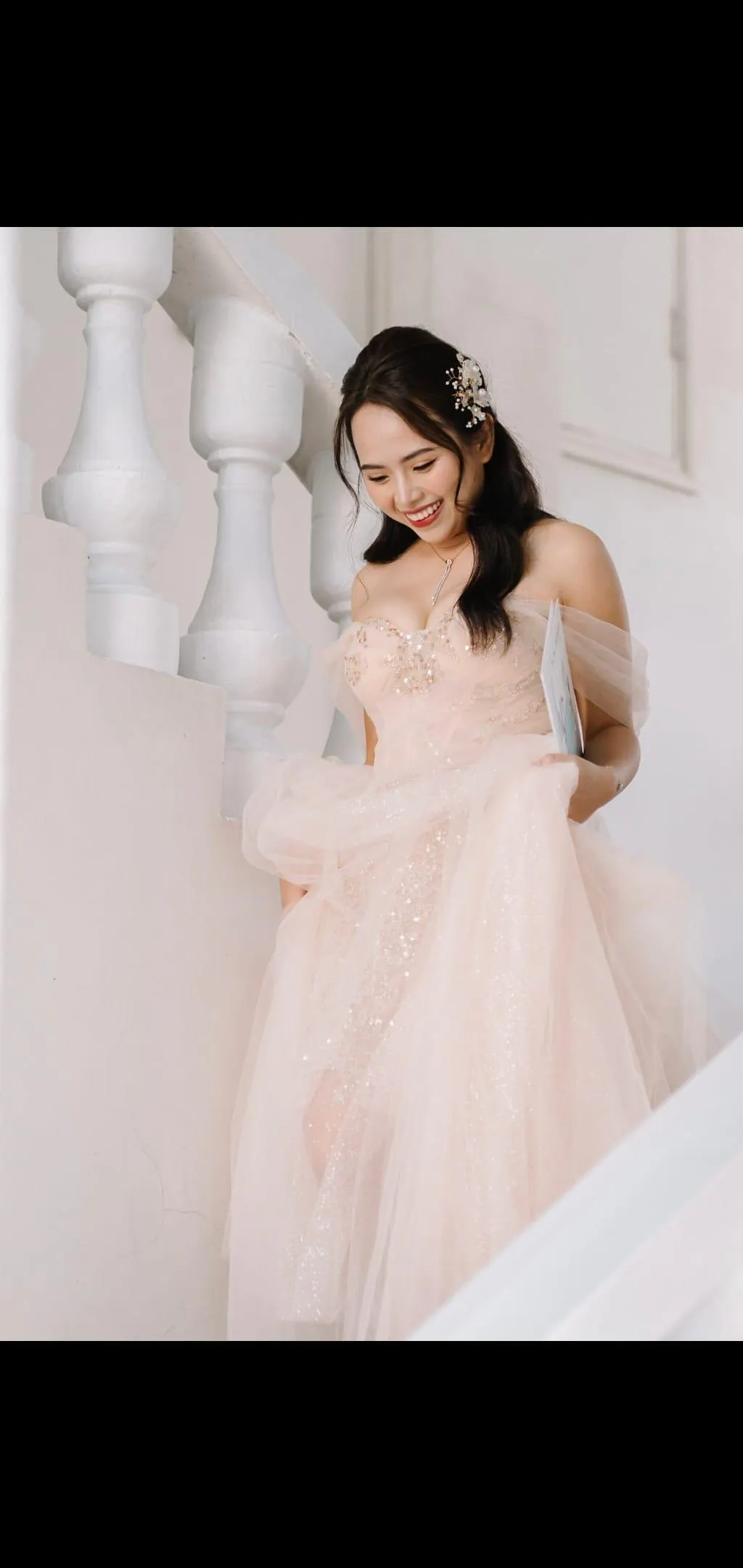 Tulle Prom Dress A-Line Long Shining Beads Prom Gown  KissProm