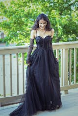 Black Tulle Sweetheart Spaghetti Straps Prom Dress MP699