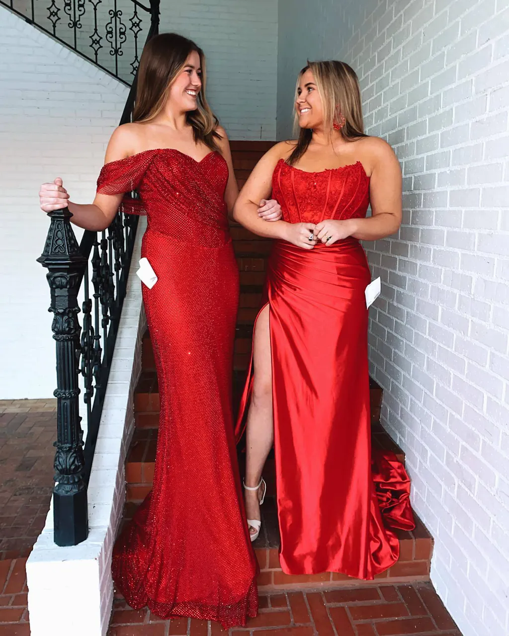 Arielle Red Sheath Strapless Corset Satin Prom Dress with Slit and