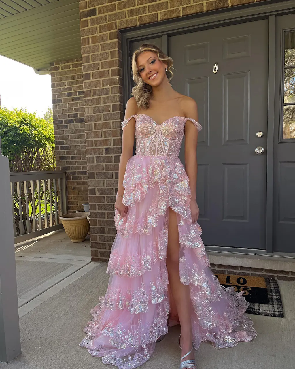 Prom Dress Princess A Line Off the Shoulder Corset with Lace main image 1