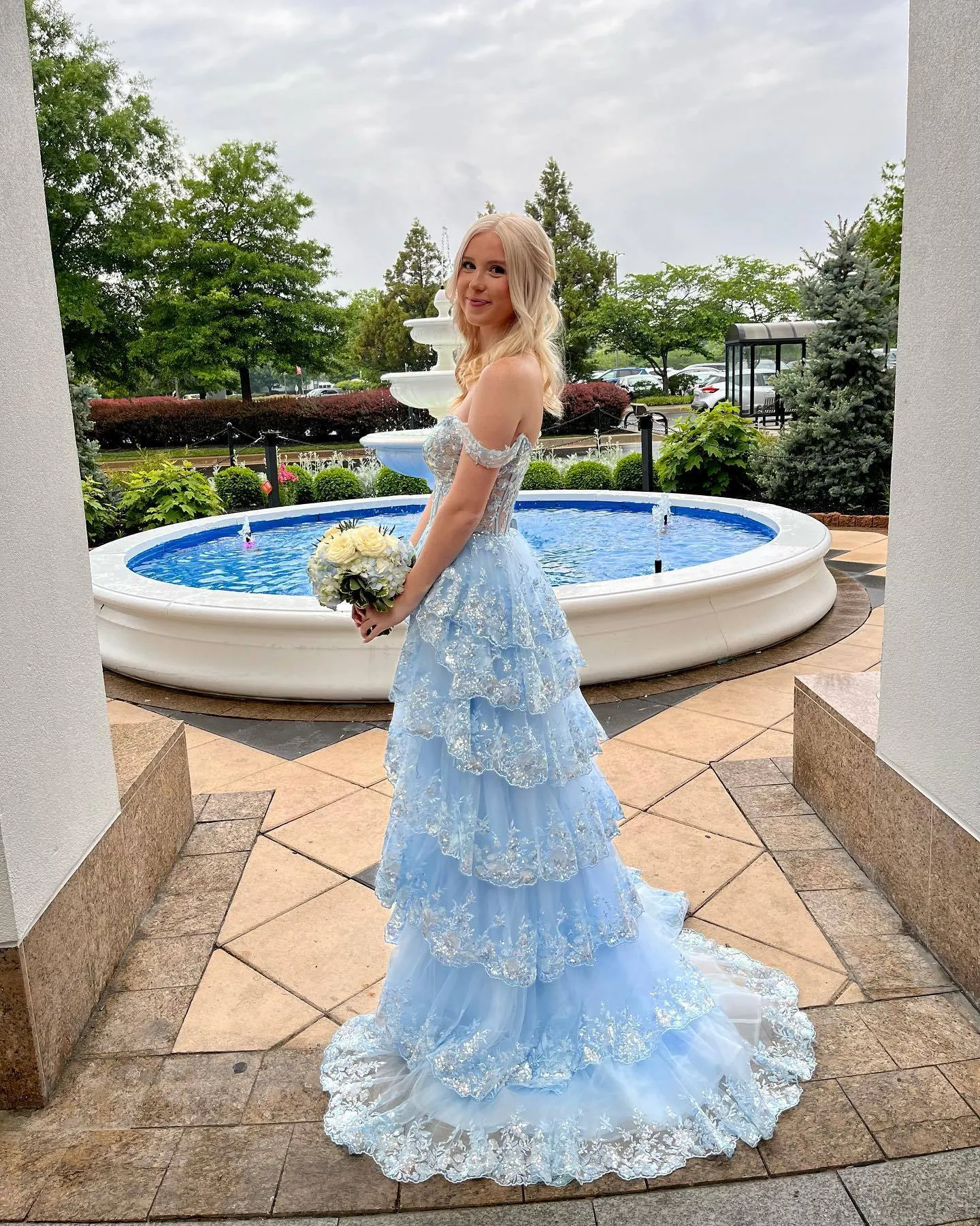 A-Line/Princess One-Shoulder Sheer Corset Long Prom Dresses with Bow