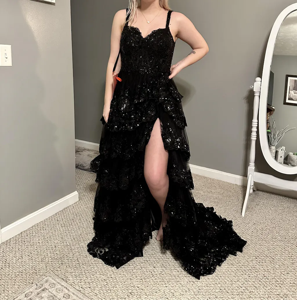 A-Line Off-The-Shoulder Corset Tulle Black Midi Prom Dress For Ladies Hot Sale