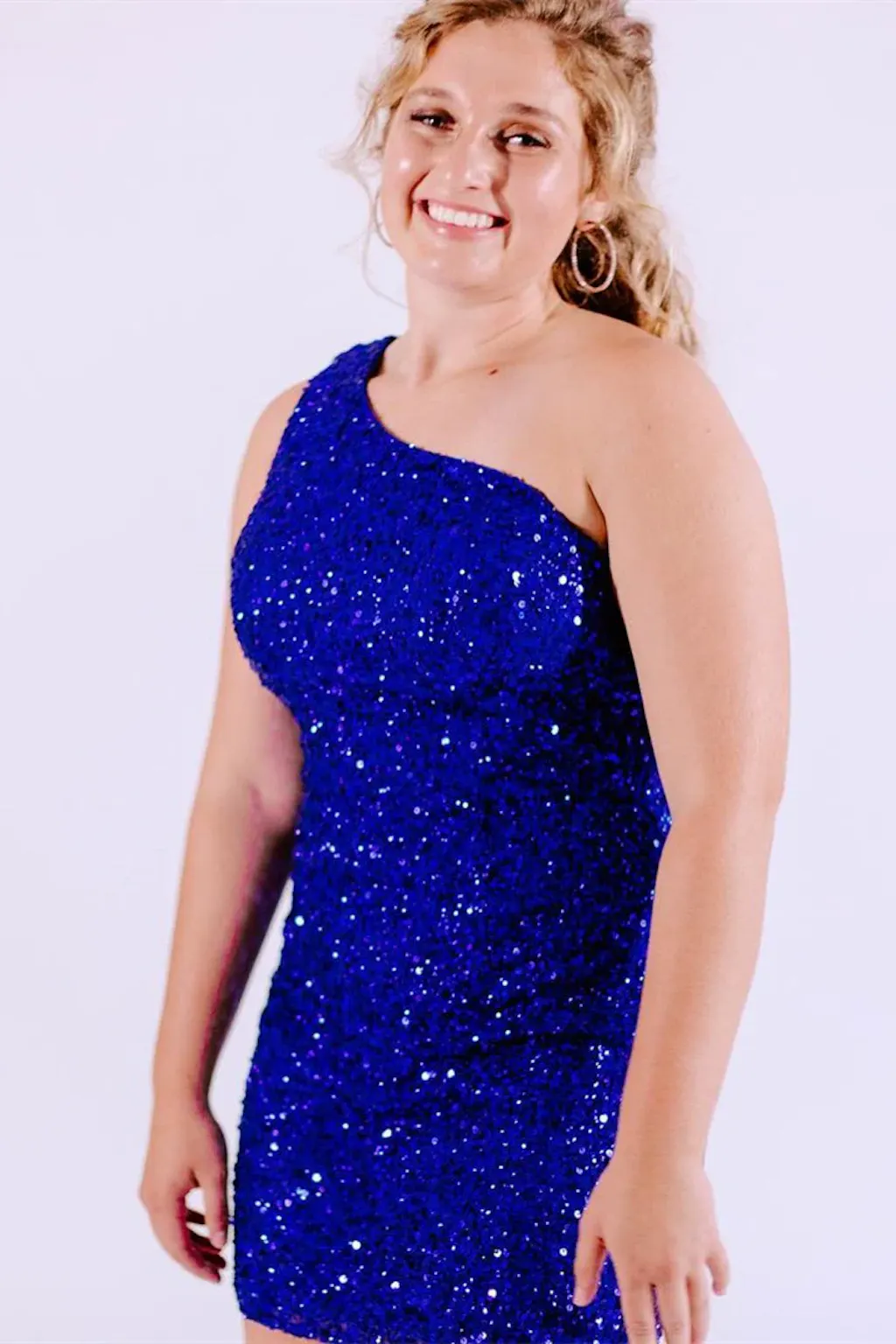 Chic One Shoulder Sky Blue Organza Homecoming Dress cc2348 main image 0