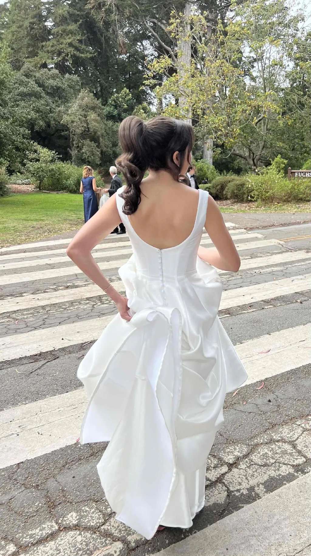 A Line Square Neck Satin Classic fit  White Long Wedding Dress main image 1
