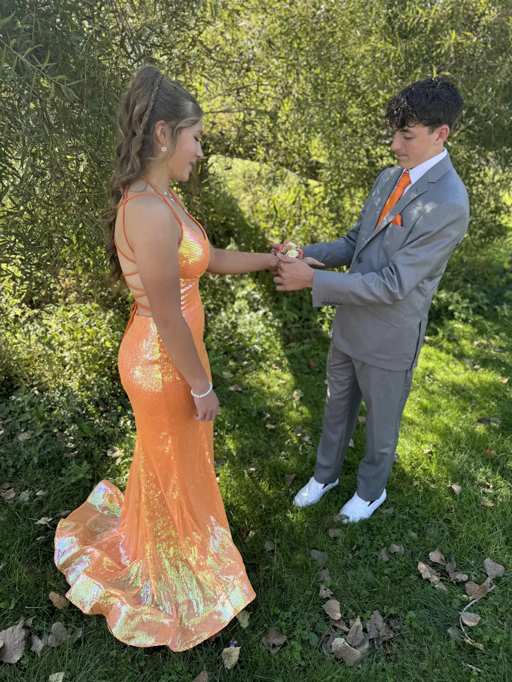Sexy Orange High Neck Mermaid Long Prom Dress Ideas, Evening Party Dresses, OLP1453