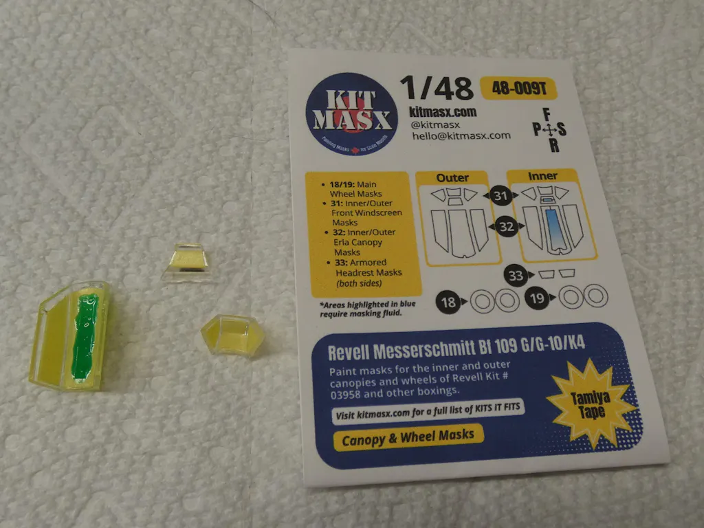 Revell Messerschmitt Bf 109 G/G-10/K4 1/48 Canopy & Wheel Paint Masks, Kit # 03958