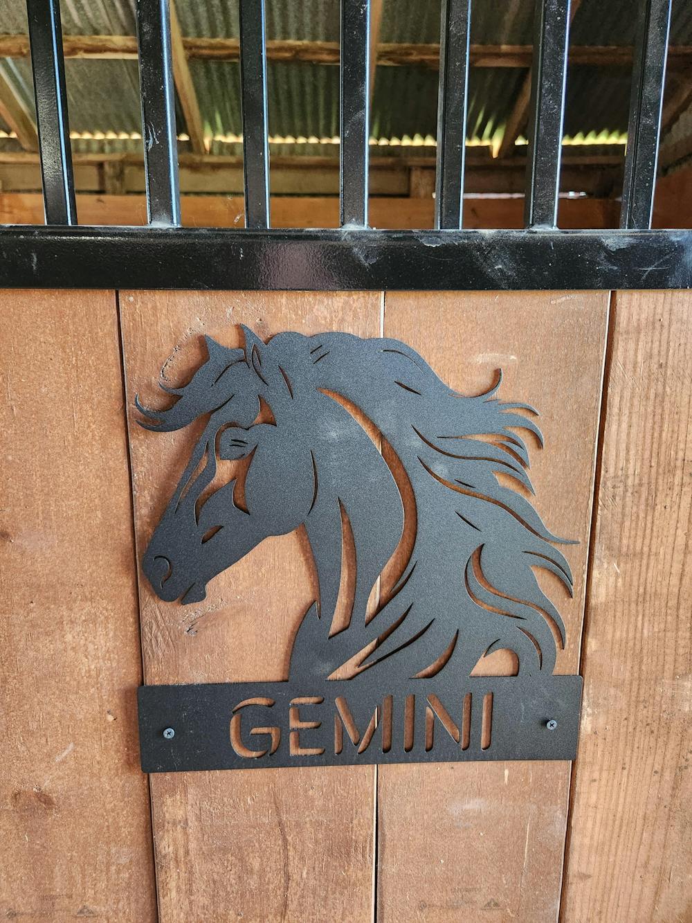 My Favorite Steed Steel Stall Sign Left EA