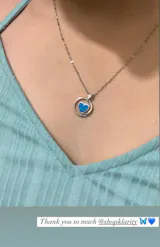 Circled Blue Opal Heart Pendant Necklace