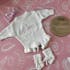 Chunky knit frill leg newborn announcement romper