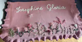 Hand Embroidered Floral Baby Name Blanket – Personalized Knit Newborn Blanket, Custom Keepsake Gift