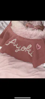 Hand Embroidered Baby Name Blanket – Handmade Knit Personalized Blanket, Luxury Newborn Keepsake Gift