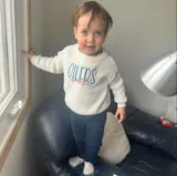 Custom Edmonton Hockey Baby Sweater, Toddler Romper Sports Outfit, Child Hockey Sweater, Football Baseball Soccer Golf Sports Team Baby Gift