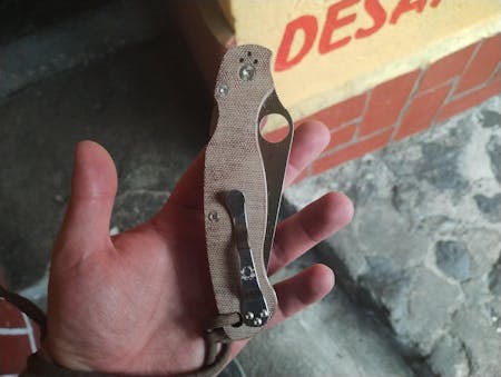 Spyderco Military 2 Compression Lock Brown Canvas Micarta Satin PlainEdge CPM CRU-WEAR