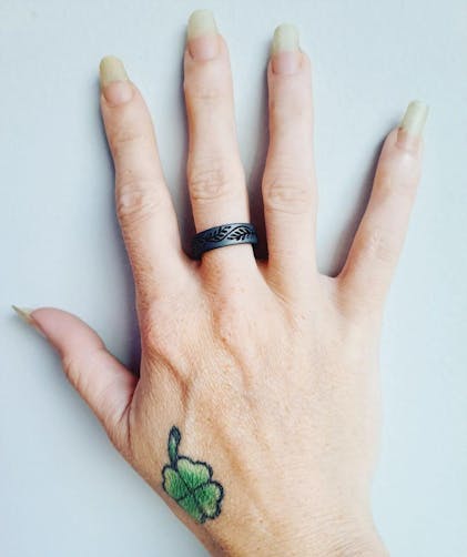 Silicone Ring Women Wedding Band Knot Theory Silver Forest Trees