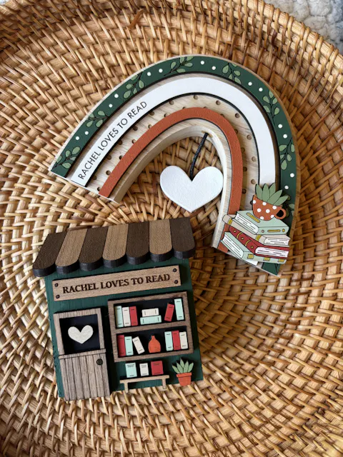 Personalised neutral bookish rainbow