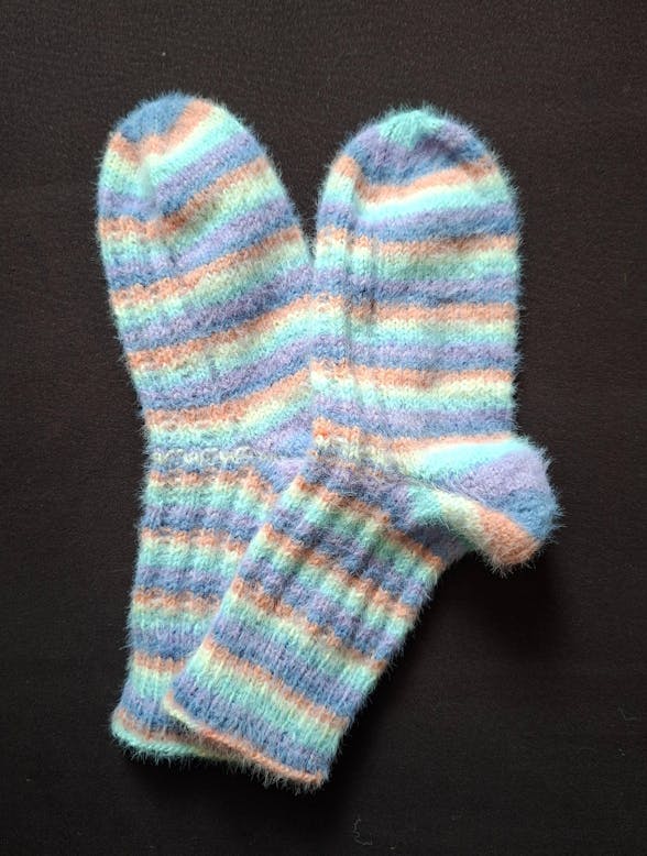 Cosy Socks Multi Stripes 153 Lavendel/Graublau/Lachs/Creme/Türkis
