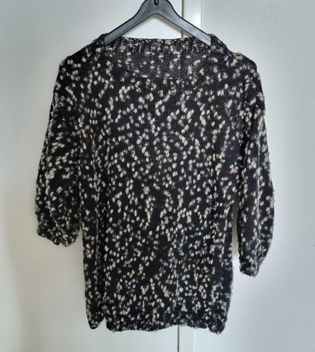 Popcorn 008 Zwart/onbewerkt wit/beige