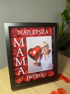 Najlepsza Mama - Prezent dla Mamy - Ramka 3D z ręcznie wykonanymi różami