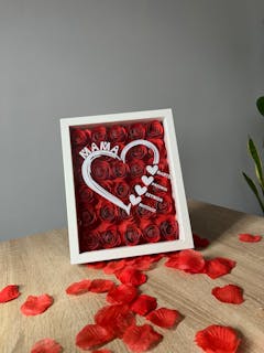 Kochane Dzieci - Prezent dla Mamy - Ramka 3D z ręcznie wykonanymi różami