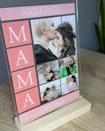 Najlepsza Mama - Prezent dla mamy - Kolaż zdjęć - Druk na szkle z podstawką