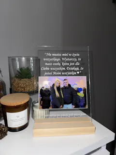 Miłosny cytat ze zdjęciem - Dla zakochanych - Druk na szkle z podstawką