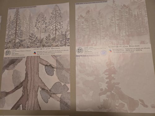 Neutral Beige Foggy Pine Tree Forest Mural