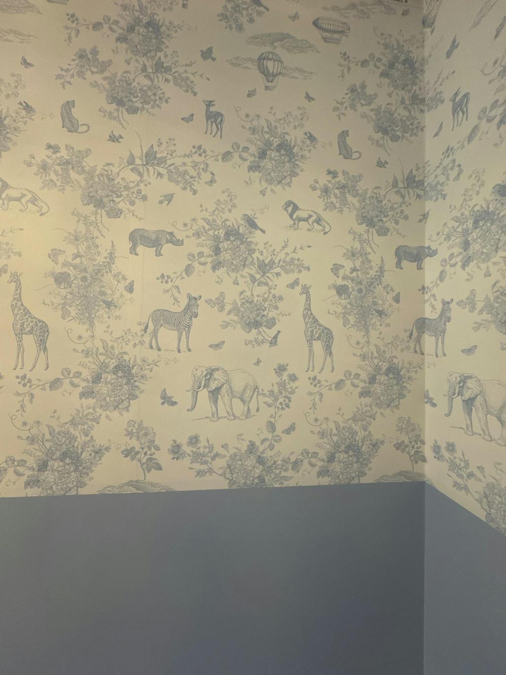 Jungle Toile in Blue Mural