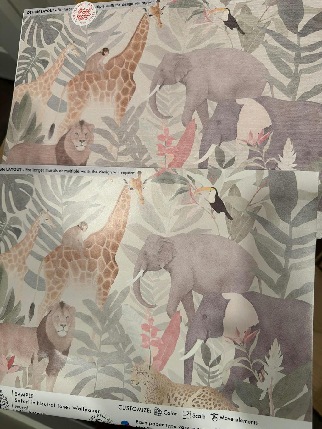 Safari in Neutral Tones Wallpaper Mural