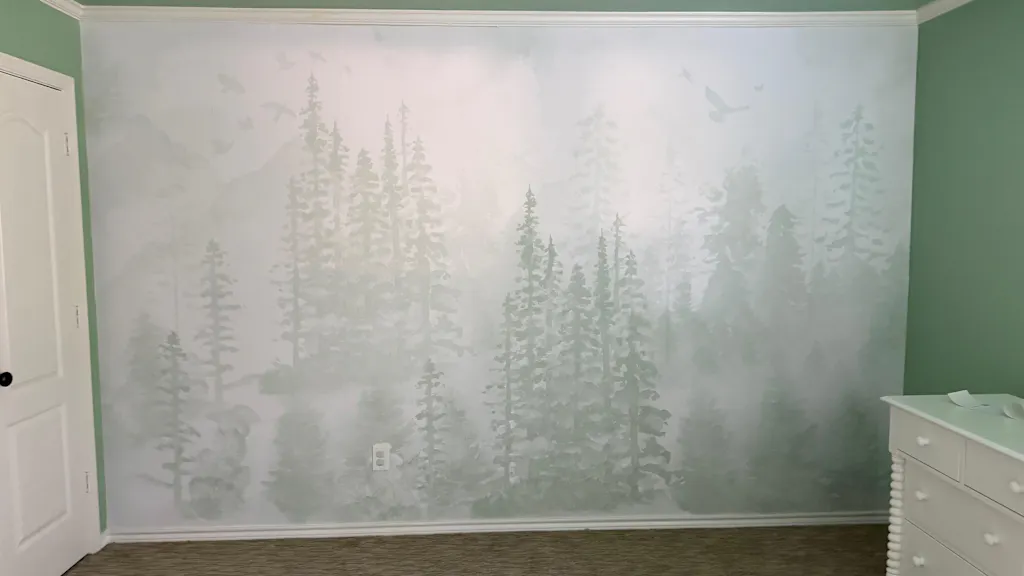 Girly Winter Forest in Pink Mural
