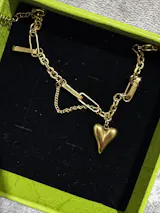 925 Sterling Silver Kosiner Heart Shape Pendant Premium Texture Necklace Bracelet Set