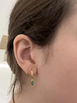 925 Sterling Silver Green Square & Round Drop Earring Set