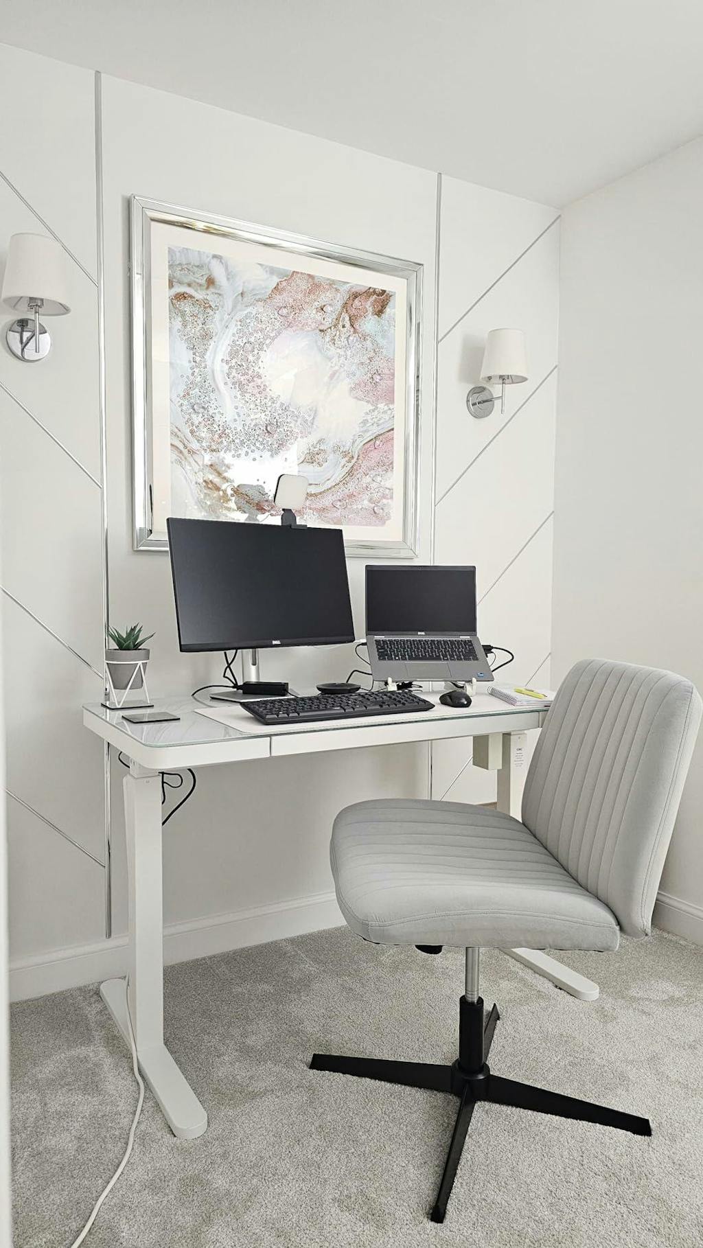 Mrable Glass Standing Desk