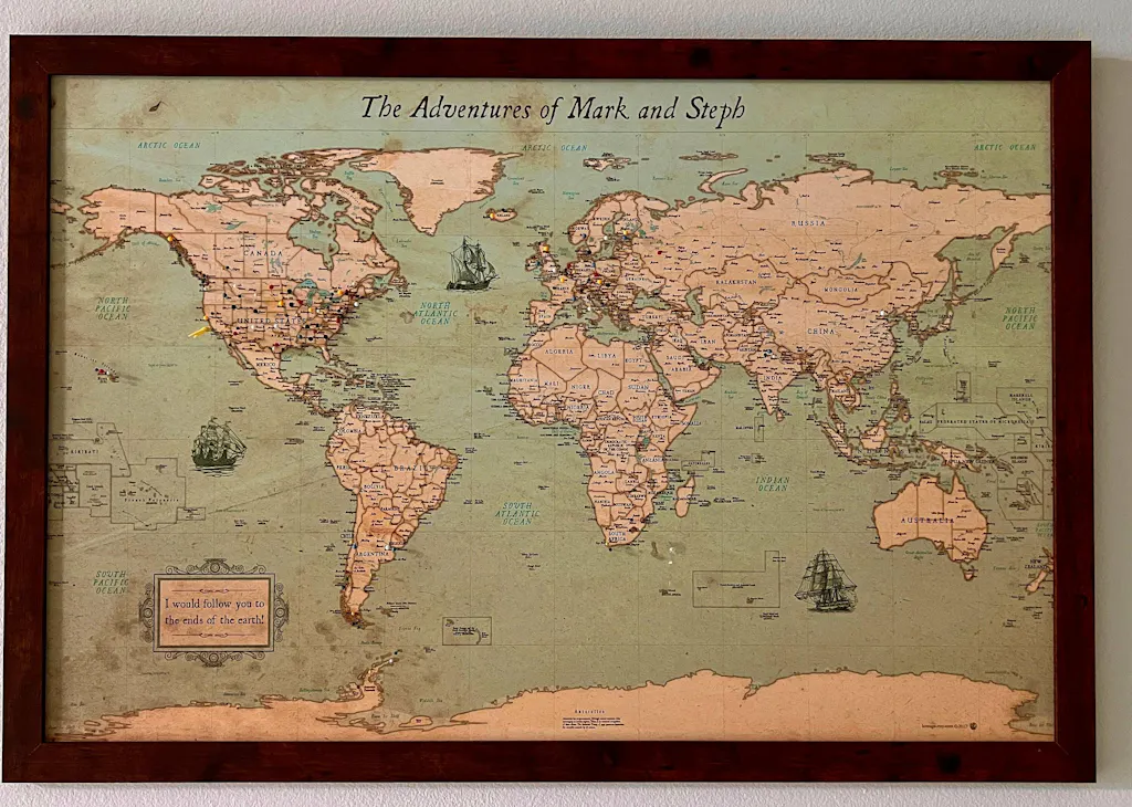 Push Pin Map - Rustic Style World Map