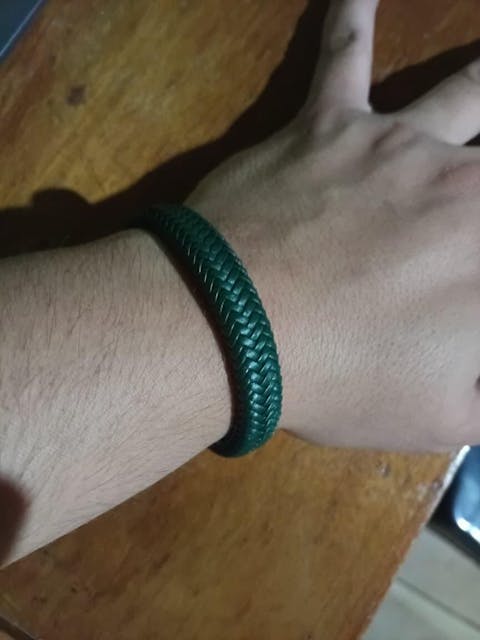 Pulsera de cuero genuino: VERDE Oscuro
