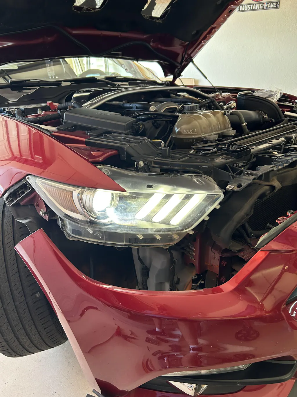 LED Headlight for 2015-2017 Ford Mustang, Projector Front Lamp Assembly with Triple Beam Lens
