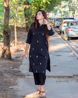 Rust Orange Co-ord Set with Subtle Embroidery Accents