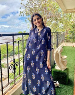 Deep Purple Mirror Work Kurti Set