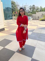 Classic Red Pure Cotton Co-Ord Kurti Set