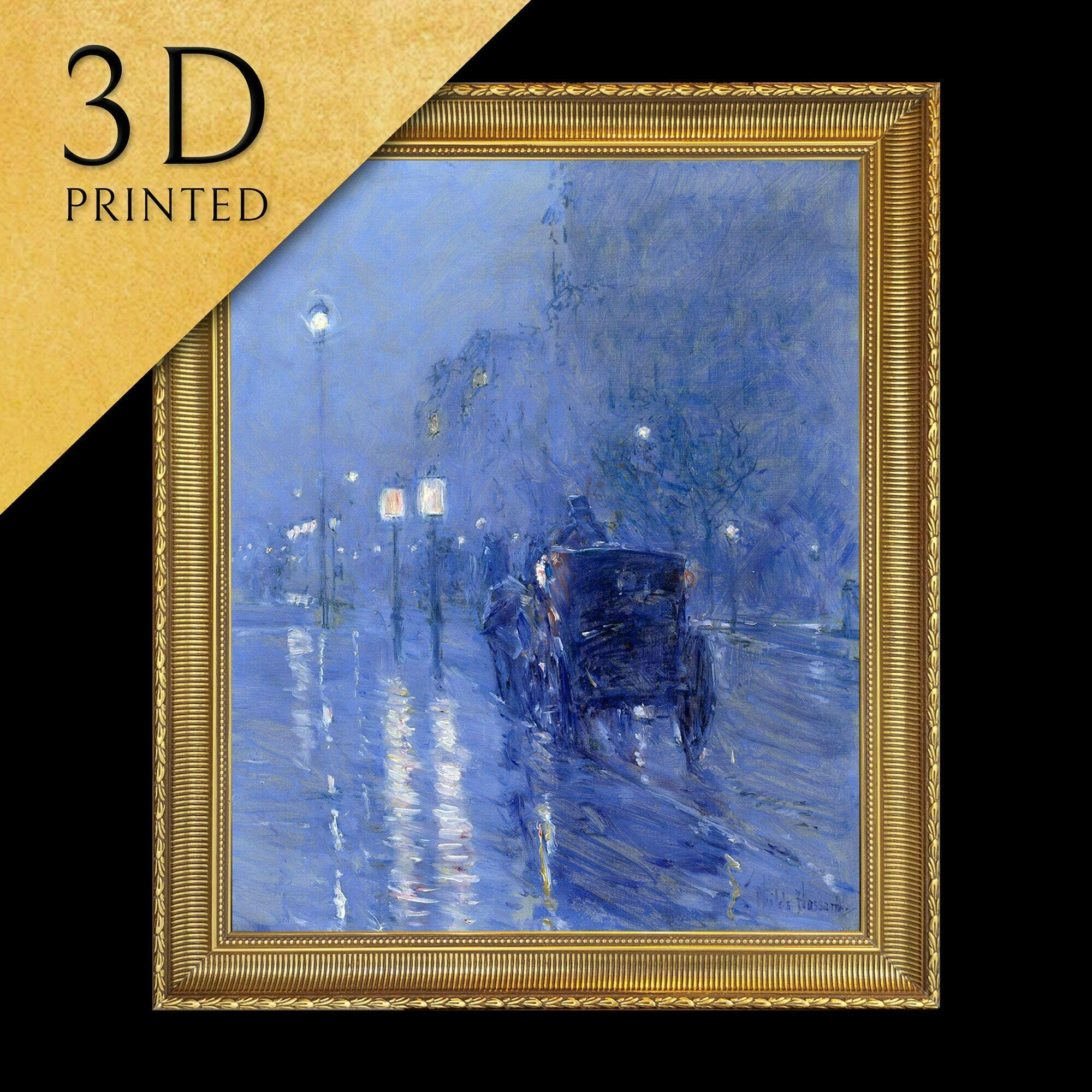 Rainy Midnight by Childe Hassam, 3d Printed with texture and brush