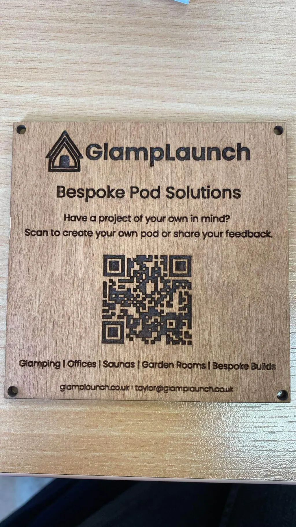 Handcrafted Wooden QR Code Menu Sign