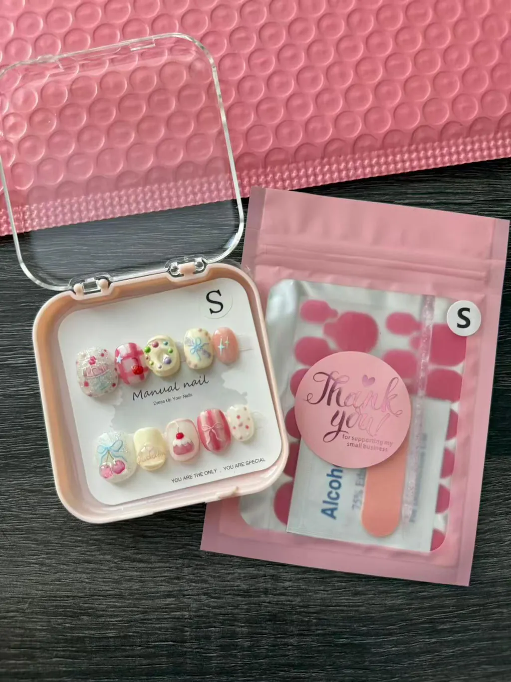 Cherry Cake - Cute Kawaii Handmade Press On Nails