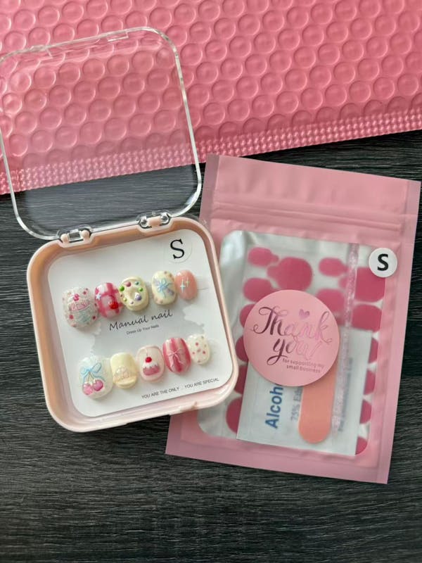 Cherry Cake - Cute Kawaii Handmade Press On Nails