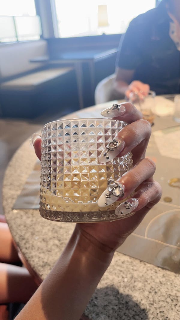 Crystal Planet White French -  Handmade Press On Nails