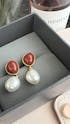 Baroque Pearls and Red Jasper Earrings