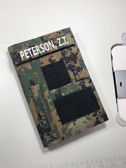 Military book cover for green journal with loop tape for patches | Military gift. Style 3