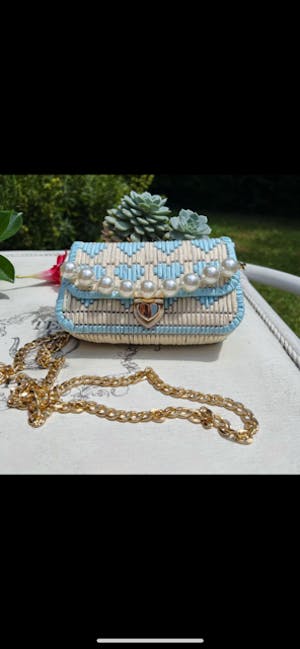 Borsetta rafia cuori