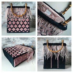 Borsetta rafia cuori