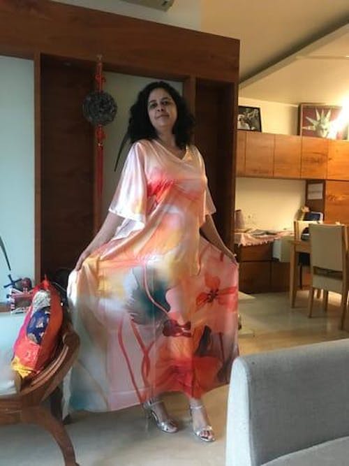 Vibrant Oasis Soft Satin Kaftan with Digital Print
