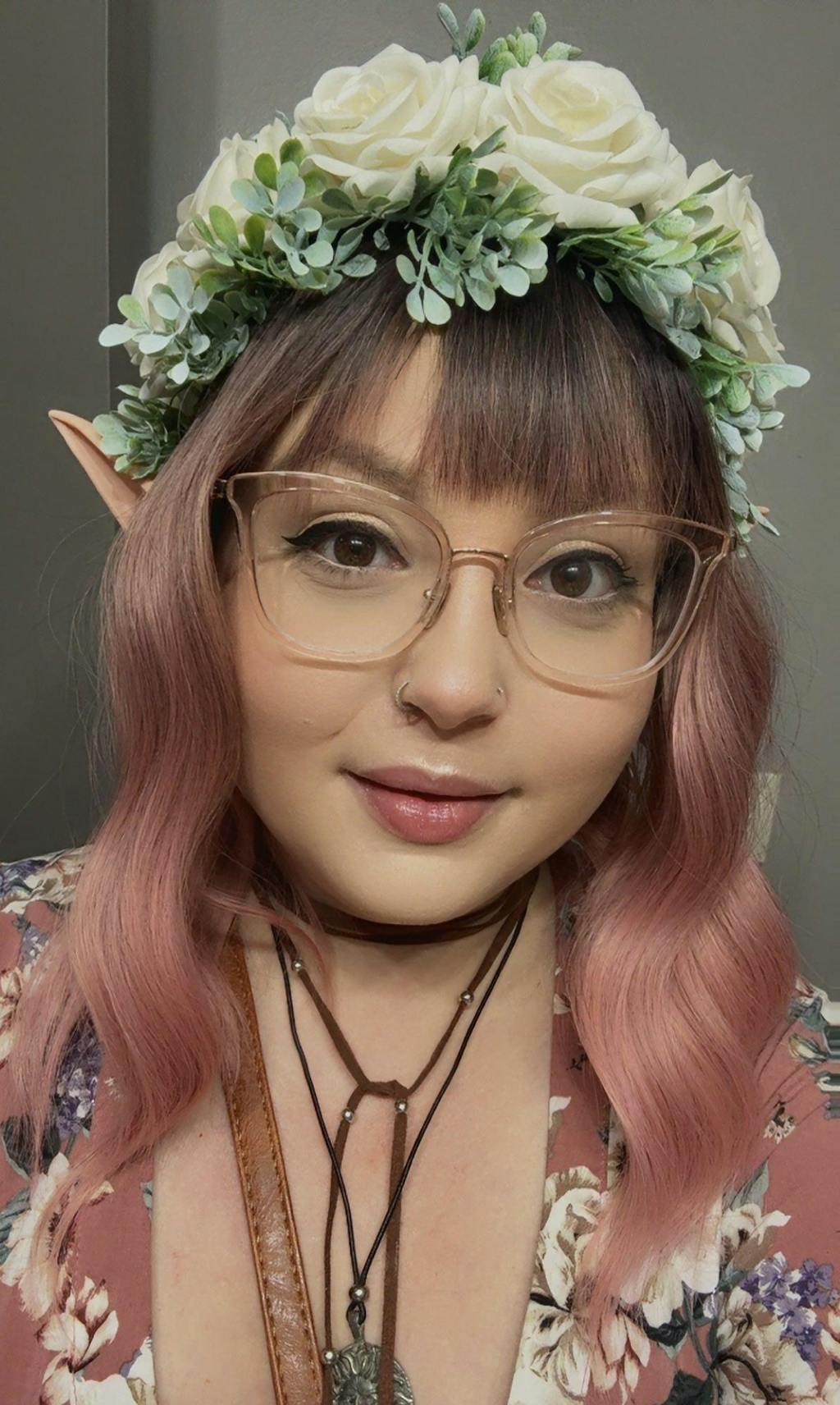 13.5-Inch Petroleum Pink Ombré Wave Synthetic Wig