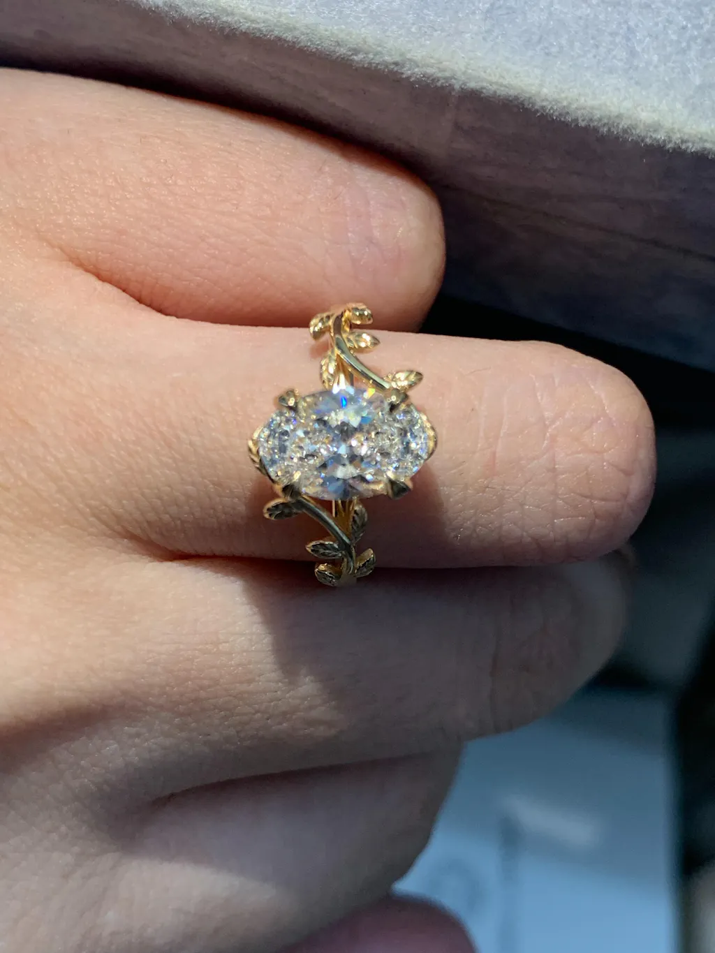 Nature Inspired Leafy Vine Lab Diamond Engagement Ring Set 2pcs